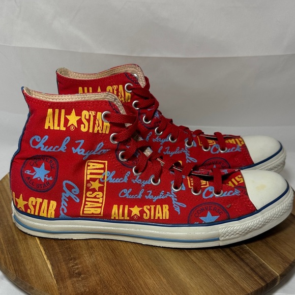 Converse CTAS Red All Over Graphic Print Canvas High-Top Sneakers Men's 12 - Picture 6 of 10